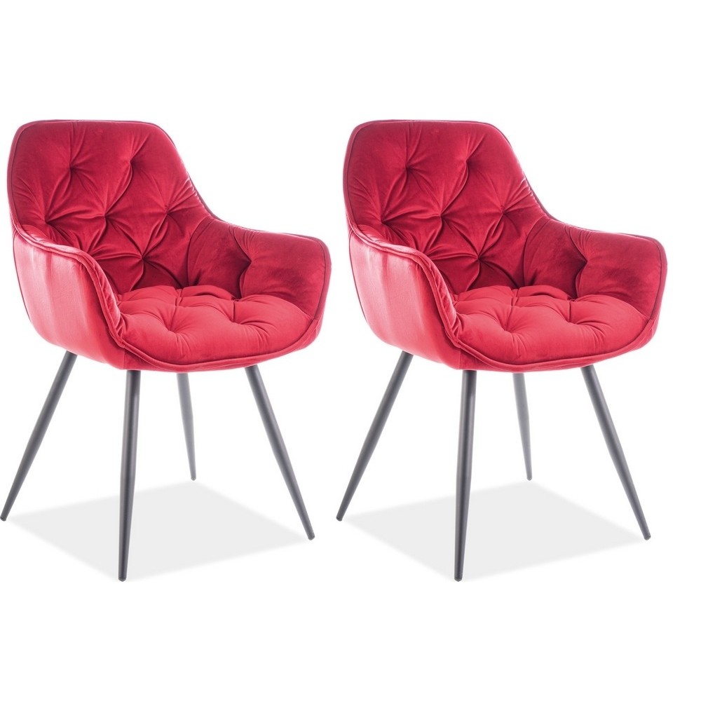 Ensemble de 2 chaises CHERIL en tissu de qualité, couleur bordeaux Ensemble de 2 chaises CHERIL en tissu de qualité, couleur bordeaux
