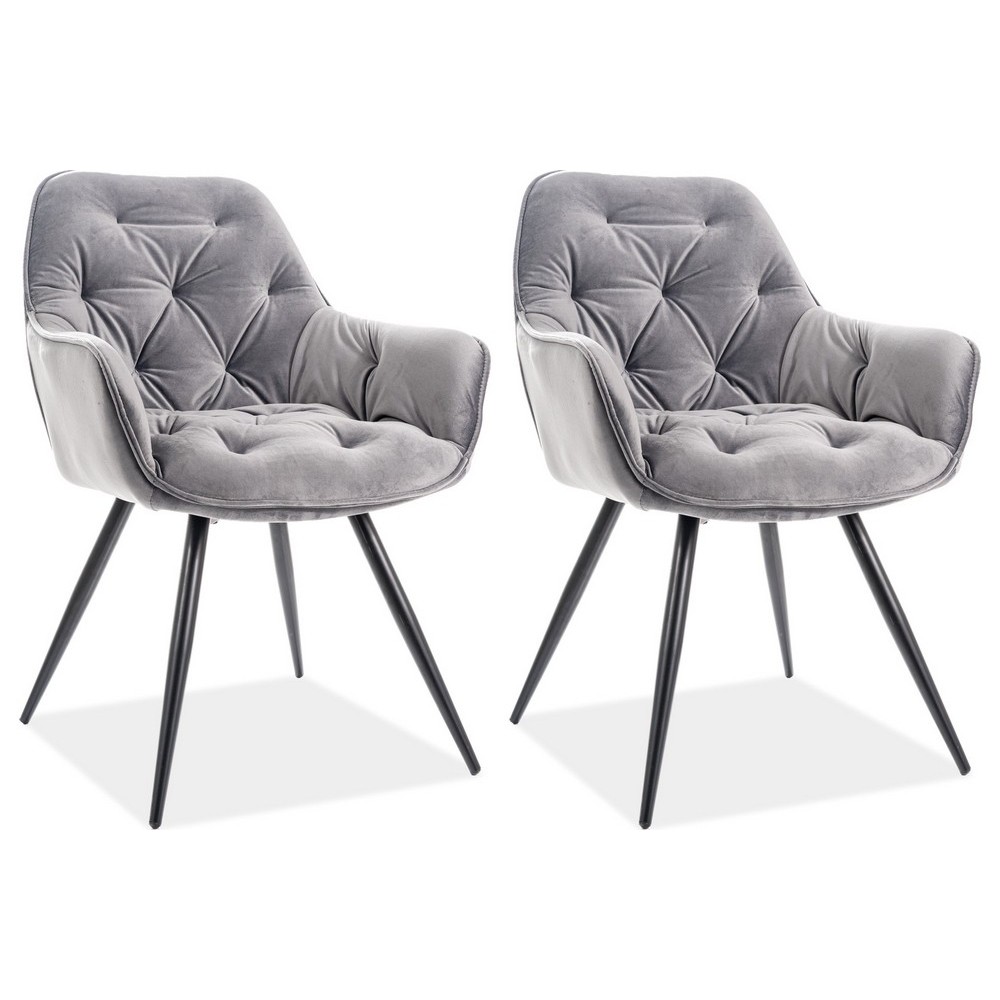 Ensemble de 2 chaises CHERIL en tissu de qualité, couleur gris Ensemble de 2 chaises CHERIL en tissu de qualité, couleur gris