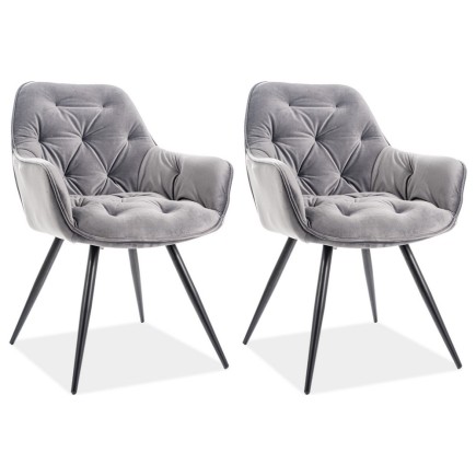 Ensemble de 2 chaises CHERIL en tissu de qualité, couleur gris