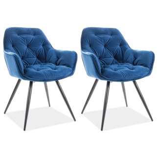 Ensemble de 2 chaises CHERIL en tissu de qualité, couleur bleue