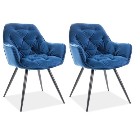 Ensemble de 2 chaises CHERIL en tissu de qualité, couleur bleue