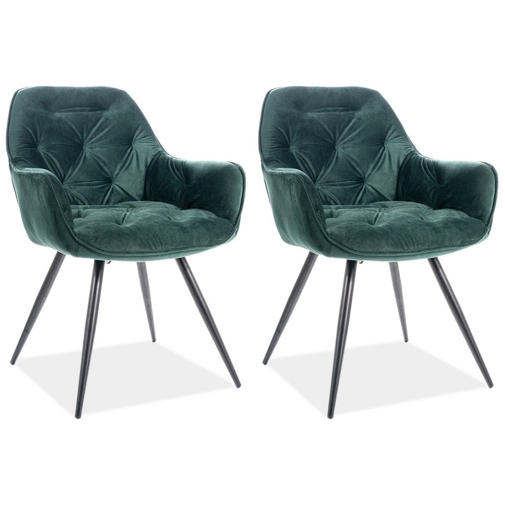 Ensemble de 2 chaises CHERIL en tissu de qualité, couleur vert foncé Ensemble de 2 chaises CHERIL en tissu de qualité, couleur vert foncé