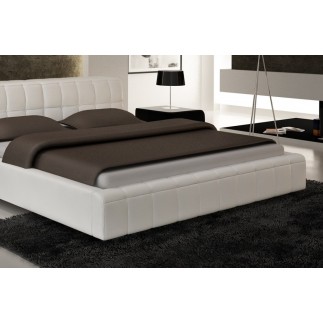 Lit contemporain design en cuir italien de luxe SMILEY, blanc, 160X200