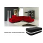 canapé d'angle grand georgio cuir haut de gamme italien casanoti rouge. + 1 pouf rectangulaire 90x60cm rouge et bande noire, 6x