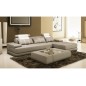 Canapé d'angle en 100% TOUT cuir italien 5 places ELIXA, gris clair et blanc, angle droit Canapé d'angle en 100% TOUT cuir italien 5 places ELIXA, gris clair et blanc, angle droit