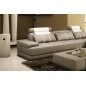 Canapé d'angle en 100% TOUT cuir italien 5 places ELIXA, gris clair et blanc, angle droit Canapé d'angle en 100% TOUT cuir italien 5 places ELIXA, gris clair et blanc, angle droit