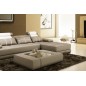 Canapé d'angle en 100% TOUT cuir italien 5 places ELIXA, gris clair et blanc, angle droit Canapé d'angle en 100% TOUT cuir italien 5 places ELIXA, gris clair et blanc, angle droit