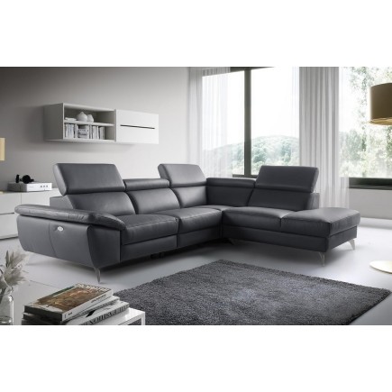 2eme paiement de la commande: Canapé d'angle relax en 100% tout cuir épais de luxe italien avec relax électrique, 5/6 places kas