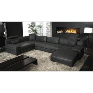 2eme paiement de la commande: Canapé d'angle en cuir italien 8 places, venesia, noir, angle gauche, 6x sans frais, total de la c