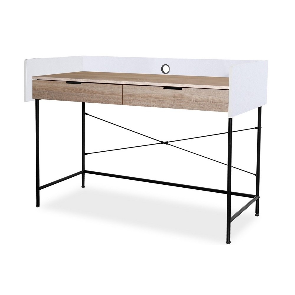 Bureau BERTA avec deux tiroirs, plateau: MDF, couleur: chêne + blanc Bureau BERTA avec deux tiroirs, plateau: MDF, couleur: chêne + blanc