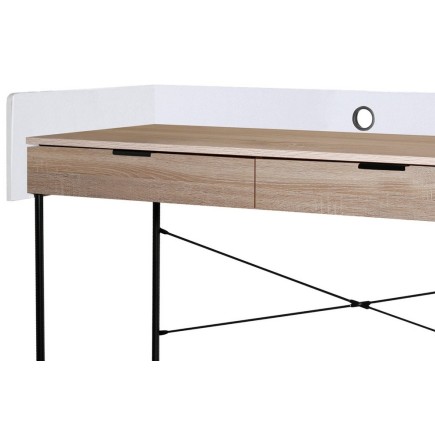 Bureau BERTA avec deux tiroirs, plateau: MDF, couleur: chêne + blanc