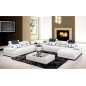 Canapé d'angle en 100% tout cuir italien luxe 8 places ROME, blanc et gris foncé, angle gauche Canapé d'angle en 100% tout cuir italien luxe 8 places ROME, blanc et gris foncé, angle gauche