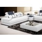 Canapé d'angle en 100% tout cuir italien luxe 8 places ROME, blanc et gris foncé, angle gauche Canapé d'angle en 100% tout cuir italien luxe 8 places ROME, blanc et gris foncé, angle gauche