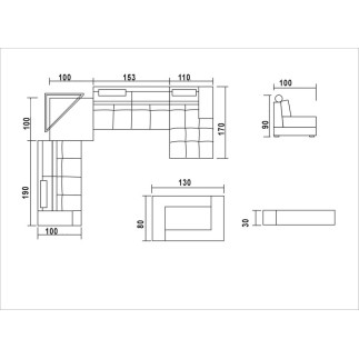 Canapé d'angle en 100% tout cuir italien luxe 8 places ROME, blanc et gris foncé