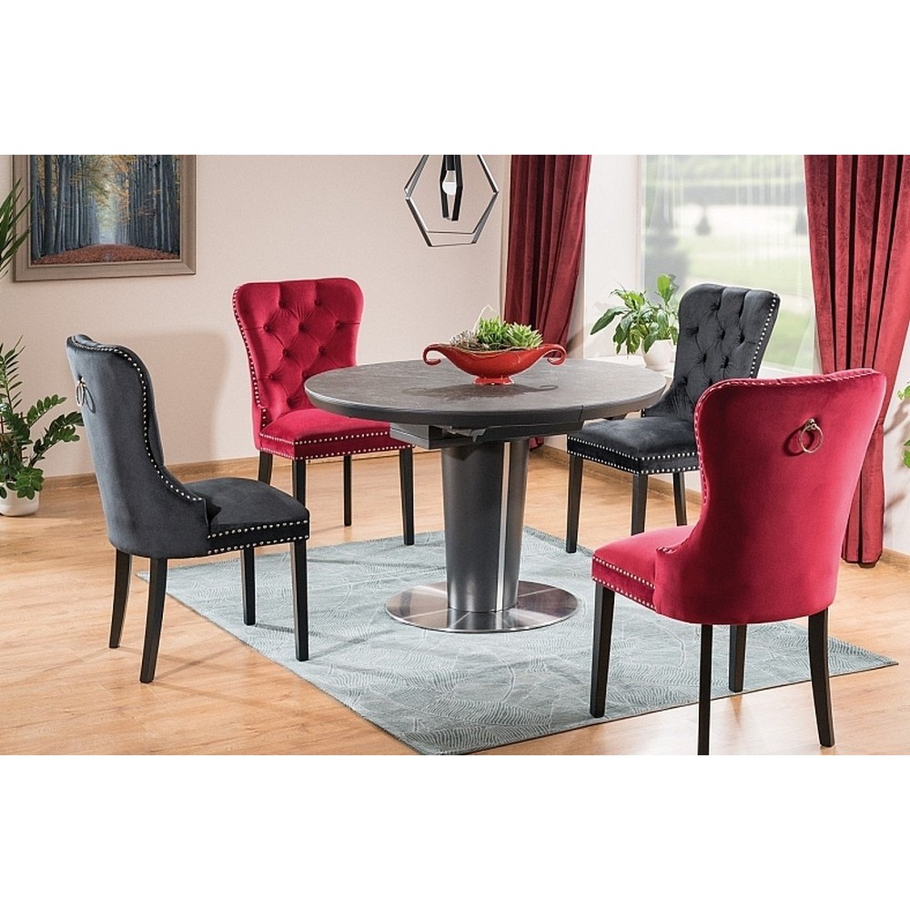 Table à manger extensible ronde / ovale Orba Ceramic couleur gris et noire Table à manger extensible ronde / ovale Orba Ceramic couleur gris et noire