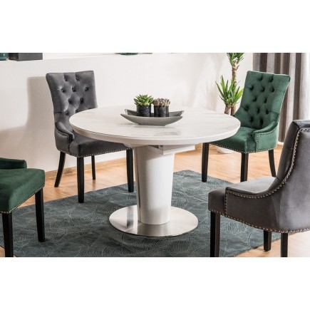 Table à manger extensible ronde / ovale Orba Ceramic couleur gris et blanc