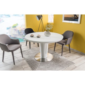 Table à manger extensible ronde / ovale Orba verre couleur blanche