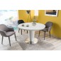 Table à manger extensible ronde / ovale Orba verre couleur blanche Table à manger extensible ronde / ovale Orba verre couleur blanche