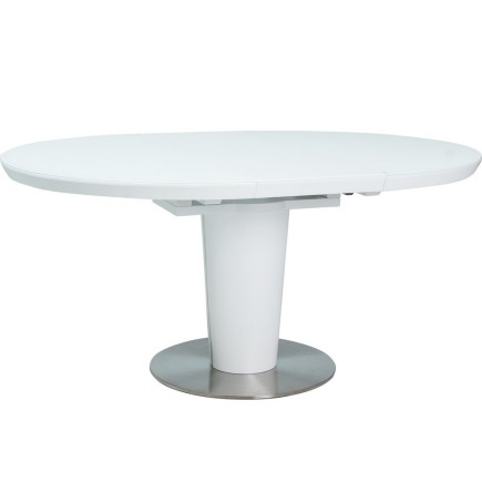 Table à manger extensible ronde / ovale Orba verre couleur blanche