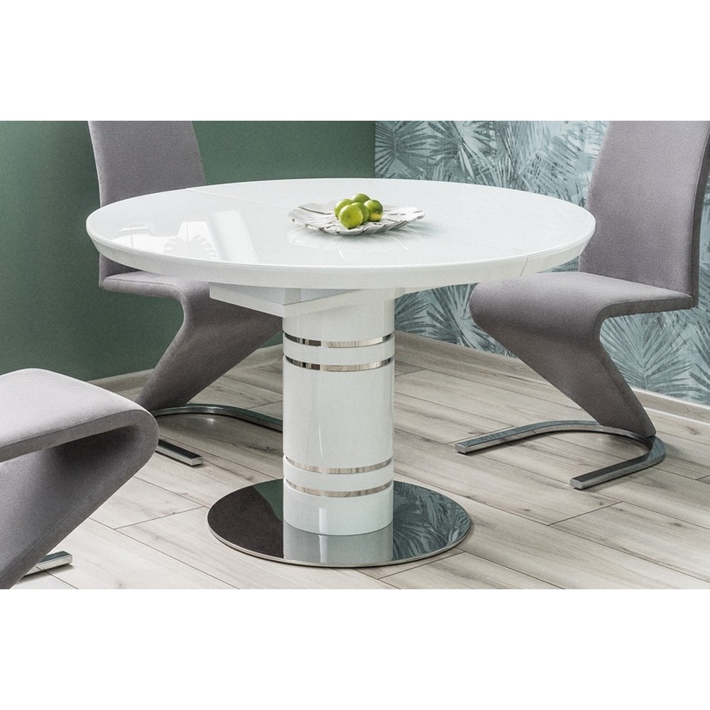 Table extensible STREET blanche, plateau: MDF + dessus verre trempé Table extensible STREET blanche, plateau: MDF + dessus verre trempé