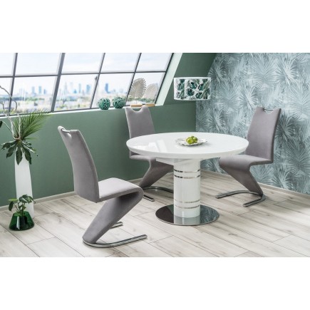 Table extensible STREET blanche, plateau: MDF + dessus verre trempé