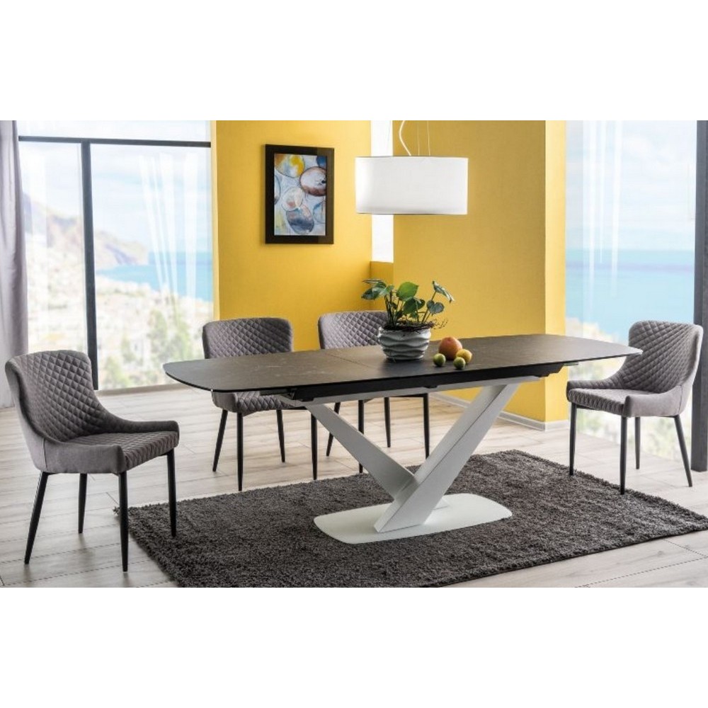 Table à manger extensible Casta II Ceramic, couleur noire et blanche Table à manger extensible Casta II Ceramic, couleur noire et blanche