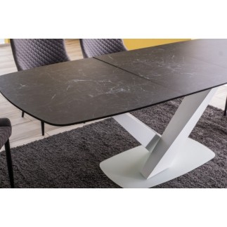 Table à manger extensible Casta II Ceramic, couleur noire et blanche