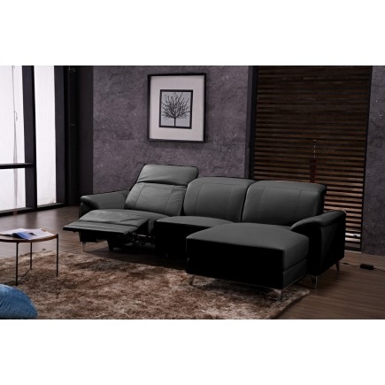 Canapé d'angle relax de luxe 5 places BRINDA, noir, angle droit