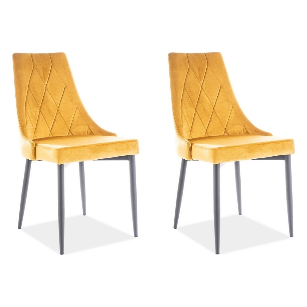 Lot de 2 chaises TRIANON en tissu velours de qualité, couleur curry Lot de 2 chaises TRIANON en tissu velours de qualité, couleur curry