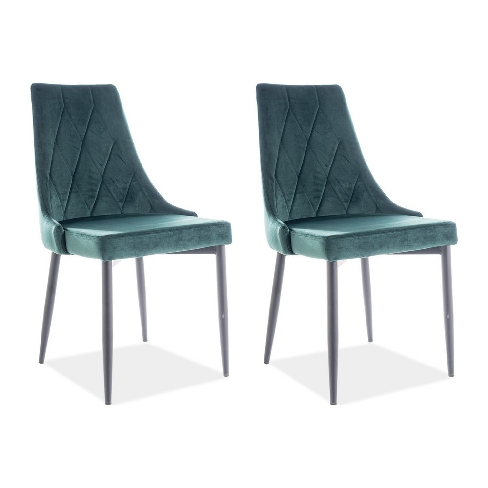 Lot de 2 chaises TRIANON en tissu velours de qualité, couleur verte Lot de 2 chaises TRIANON en tissu velours de qualité, couleur verte