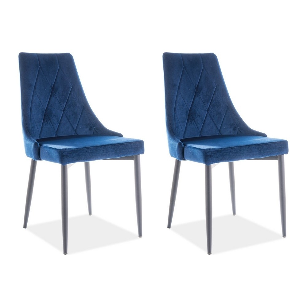 Lot de 2 chaises TRIANON en tissu velours de qualité, couleur bleue Lot de 2 chaises TRIANON en tissu velours de qualité, couleur bleue