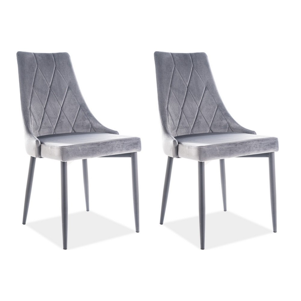 Lot de 2 chaises TRIANON en tissu velours de qualité, couleur gris Lot de 2 chaises TRIANON en tissu velours de qualité, couleur gris