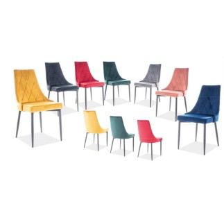 Lot de 2 chaises TRIANON en tissu velours de qualité, couleur gris