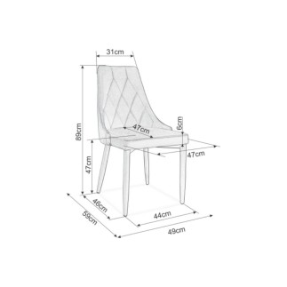 Lot de 2 chaises TRIANON en tissu velours de qualité, couleur noir