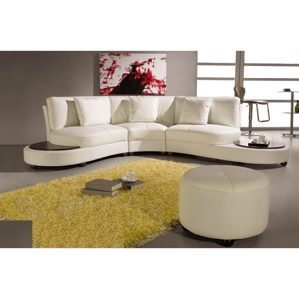 Canapé d'angle en cuir italien 4/5 places REVONA, blanc, angle gauche Canapé d'angle en cuir italien 4/5 places REVONA, blanc, angle gauche