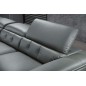 Canapé d'angle en cuir de buffle italien de luxe 5/6 places VIDA, gris foncé et surpiqure blanche, angle gauche Canapé d'angle en cuir de buffle italien de luxe 5/6 places VIDA, gris foncé et surpiqure blanche, angle gauche