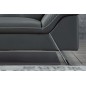 Canapé d'angle en cuir de buffle italien de luxe 5/6 places VIDA, gris foncé et surpiqure blanche, angle gauche Canapé d'angle en cuir de buffle italien de luxe 5/6 places VIDA, gris foncé et surpiqure blanche, angle gauche
