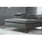 Canapé d'angle en cuir de buffle italien de luxe 5/6 places VIDA, gris foncé et surpiqure blanche, angle gauche Canapé d'angle en cuir de buffle italien de luxe 5/6 places VIDA, gris foncé et surpiqure blanche, angle gauche