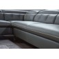 Canapé d'angle en cuir de buffle italien de luxe 5/6 places VIDA, gris foncé et surpiqure blanche, angle gauche Canapé d'angle en cuir de buffle italien de luxe 5/6 places VIDA, gris foncé et surpiqure blanche, angle gauche