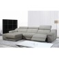 Canapé d'angle double relax en cuir épais de buffle italien de luxe 5 places BiRELAX, gris clair, angle gauche Canapé d'angle double relax en cuir épais de buffle italien de luxe 5 places BiRELAX, gris clair, angle gauche