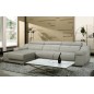 Canapé d'angle double relax en cuir épais de buffle italien de luxe 5 places BiRELAX, gris clair, angle gauche Canapé d'angle double relax en cuir épais de buffle italien de luxe 5 places BiRELAX, gris clair, angle gauche