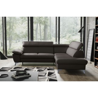 1er paiement de la commande: Canapé d'angle convertible en cuir italien de luxe 5 places warren ii, avec coffre, chocolat, angle