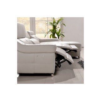 Canapé d'angle double relax en cuir de buffle italien de luxe 5 places BiRELAX, noir, angle droit