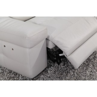 Canapé d'angle double relax en cuir de buffle italien de luxe 5 places BiRELAX, noir, angle droit