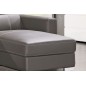 Canapé d'angle convertible en cuir de buffle italien de luxe 5 places ANTHONY, moka et surpiqure beige, angle droit. Canapé d'angle convertible en cuir de buffle italien de luxe 5 places ANTHONY, moka et surpiqure beige, angle droit.