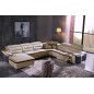 Canapé d'angle relax électrique en cuir buffle italien de luxe COMBIRELAX, beige et chocolat, angle droit, 7/8 places Canapé d'angle relax électrique en cuir buffle italien de luxe COMBIRELAX, beige et chocolat, angle droit, 7/8 places