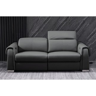 Ensemble avec 4 relax électriques, Canapé 3 places et 2 places en cuir italien buffle TOPRELAX, couleur noir
