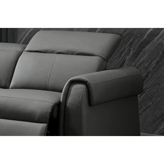 Ensemble avec 4 relax électriques, Canapé 3 places et 2 places en cuir italien buffle TOPRELAX, couleur noir