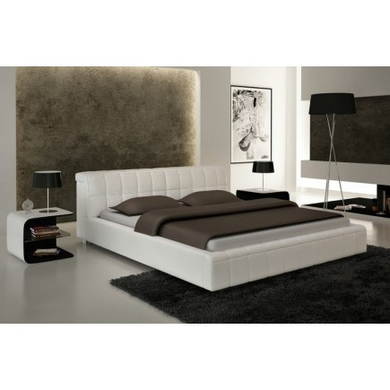 Paiement en 2x par Paypal: Lit contemporain design en cuir italien de luxe smiley, blanc, 160x200