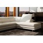 Canapé d'angle en cuir italien 6/7 places IZEN, blanc, version LUXE, angle droit